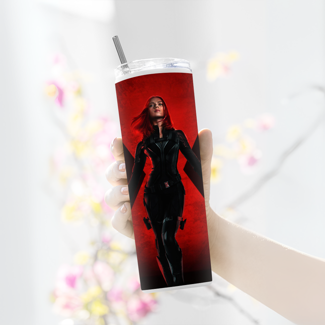 "BLACK WIDOW" Tumbler with Metal Straw