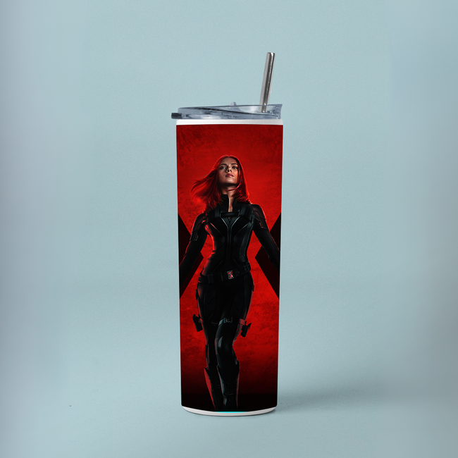 "BLACK WIDOW" Tumbler with Metal Straw