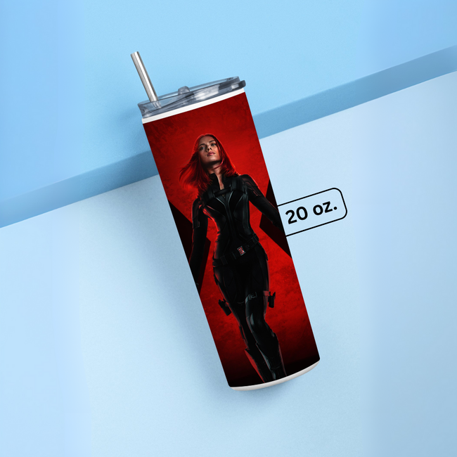 "BLACK WIDOW" Tumbler with Metal Straw