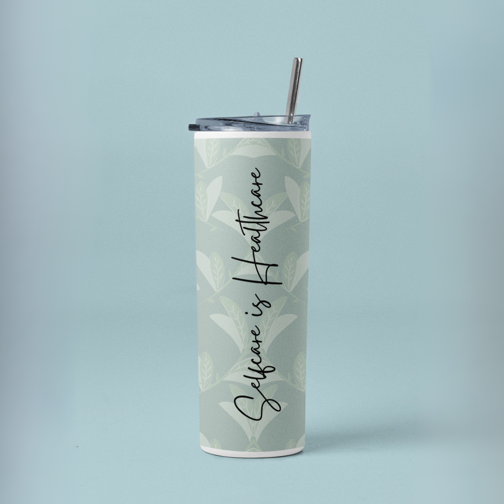"Selfcare is Healthcare" Tumbler with Metal Straw