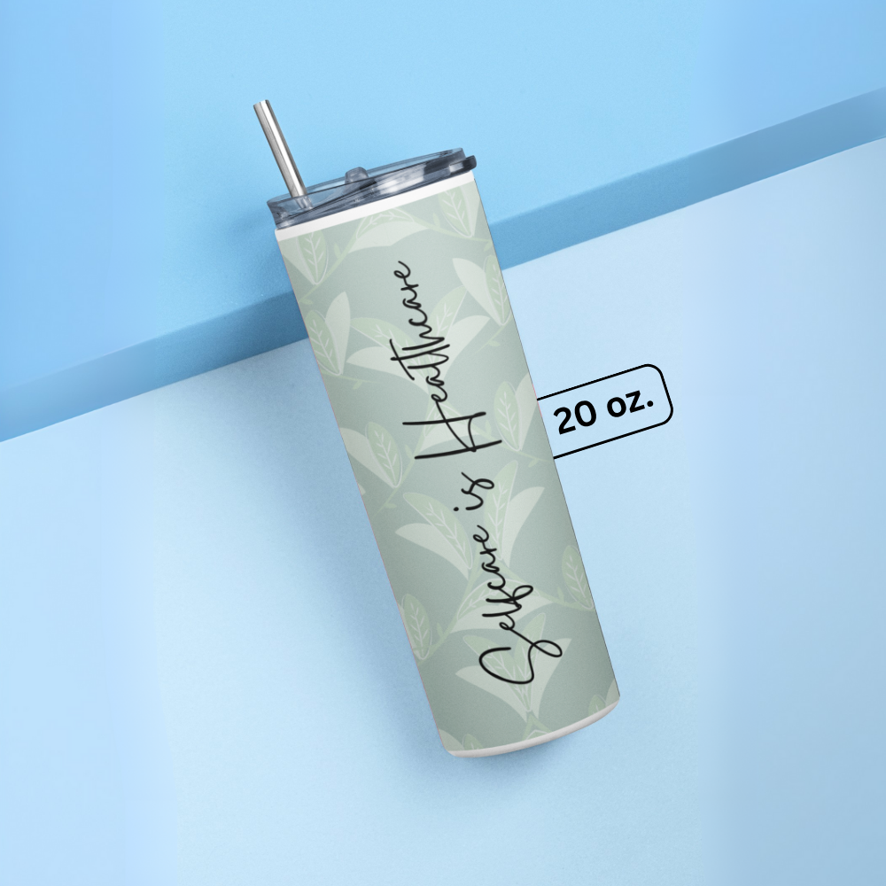 "Selfcare is Healthcare" Tumbler with Metal Straw