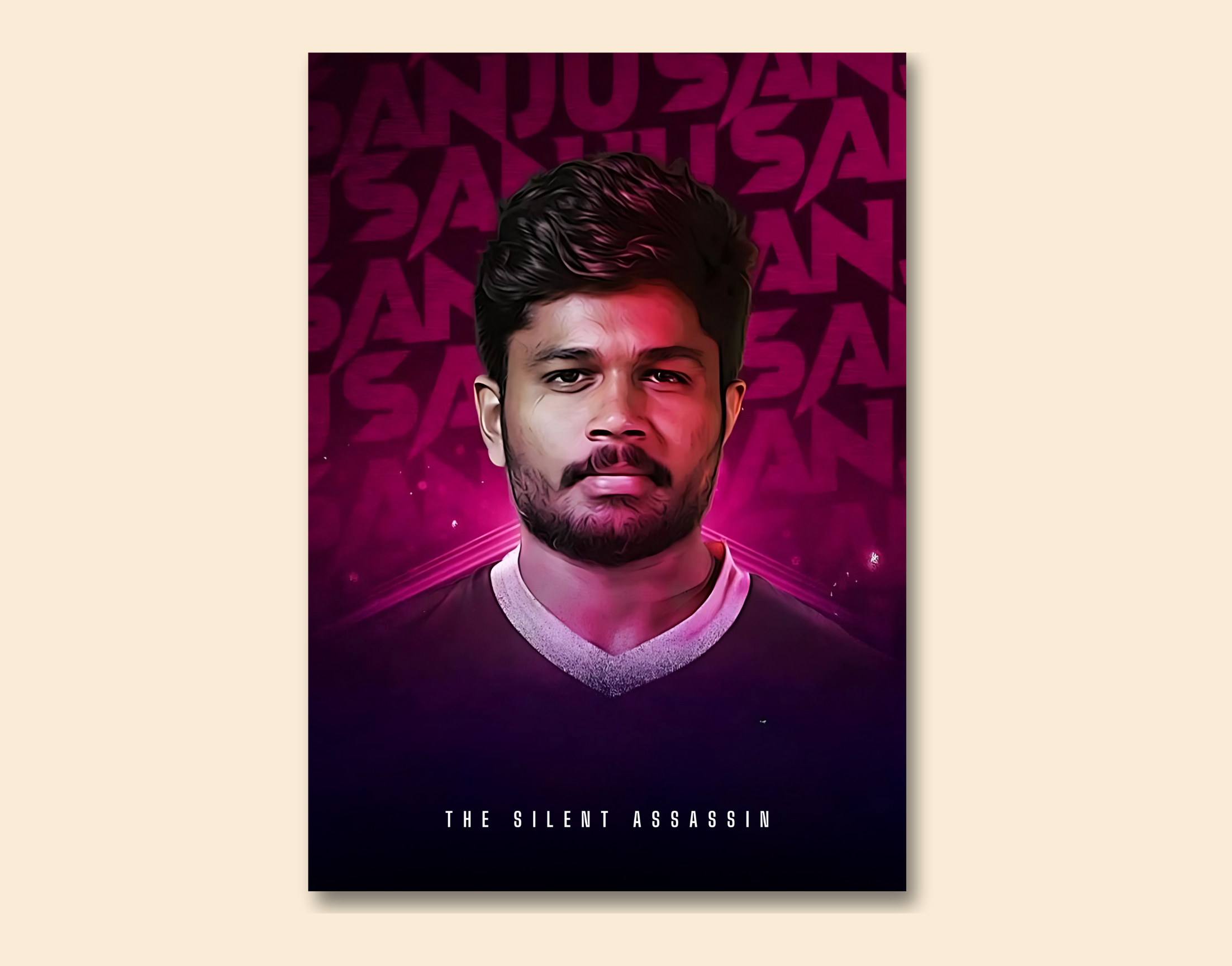 "SANJU SAMSON"- Shiny & Sturdy Metallic Poster  Art That Pops & Sticks