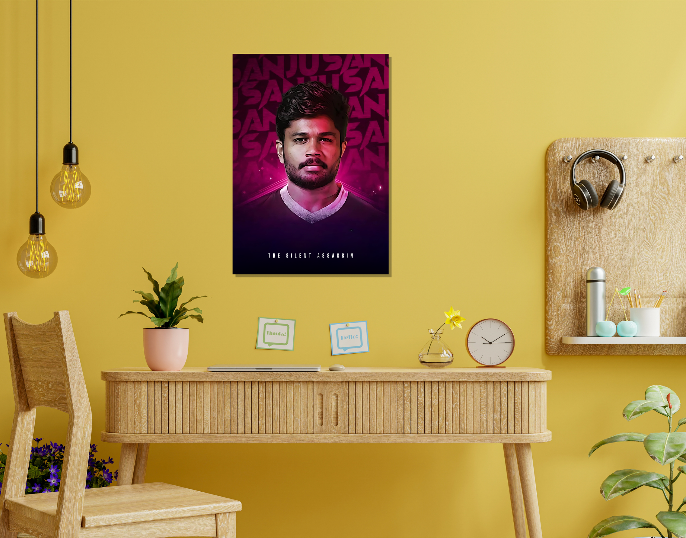 "SANJU SAMSON"- Shiny & Sturdy Metallic Poster  Art That Pops & Sticks