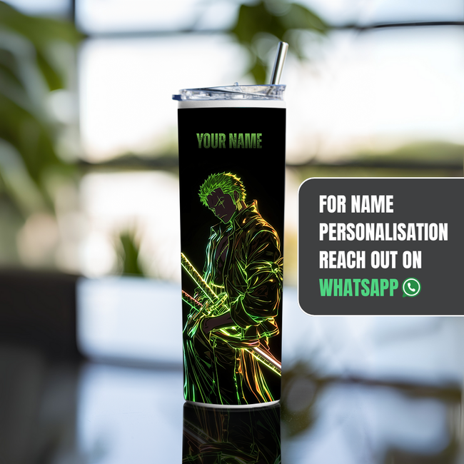 "RORONOA ZORO NEON" Tumbler with Metal Straw