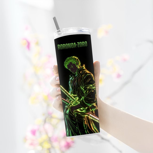 "RORONOA ZORO NEON" Tumbler with Metal Straw