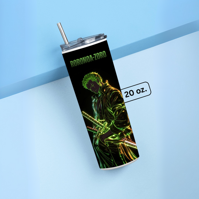 "RORONOA ZORO NEON" Tumbler with Metal Straw