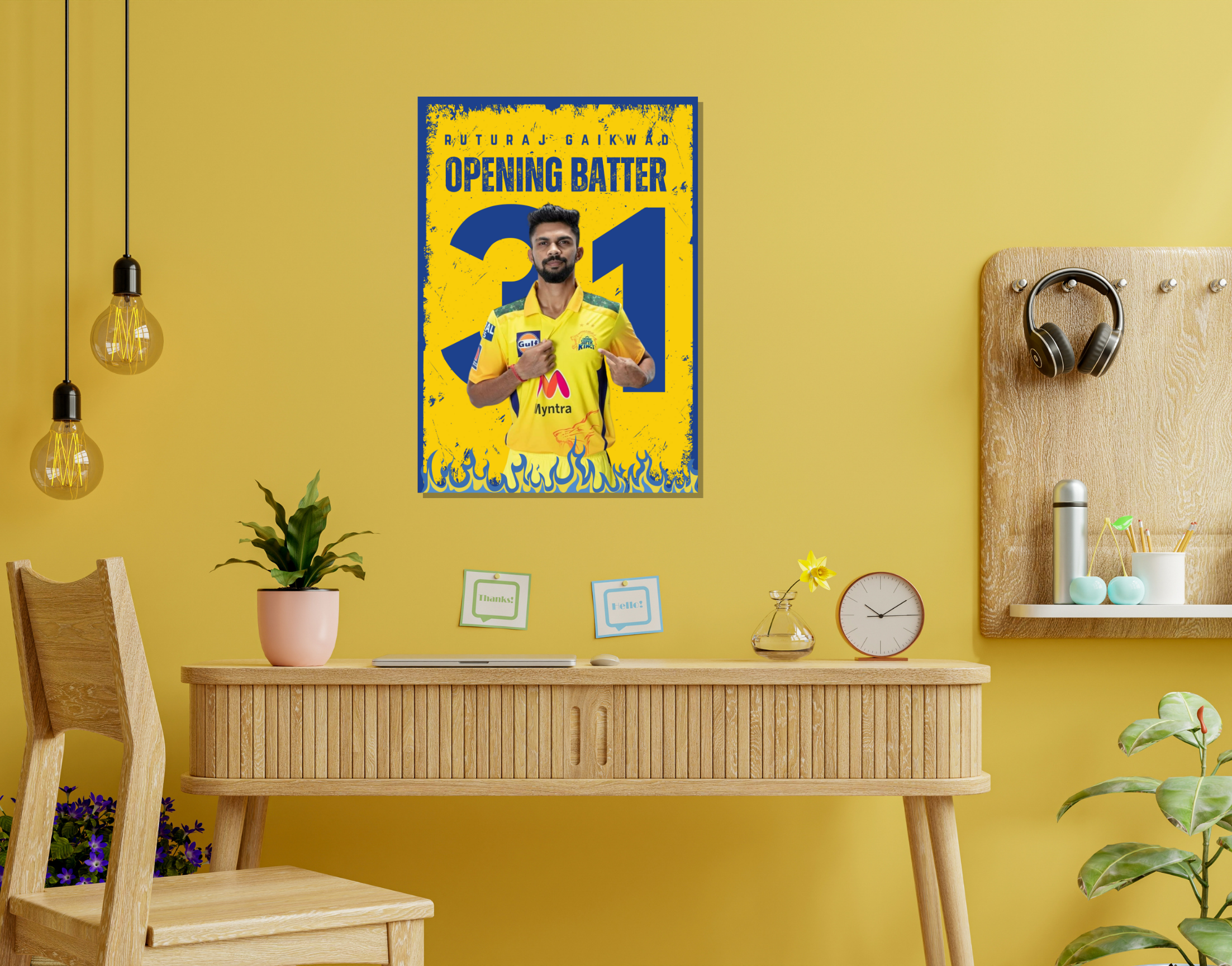 "RUTURAJ GAIKWAD:CSK"- Shiny & Sturdy Metallic Poster  Art That Pops & Sticks