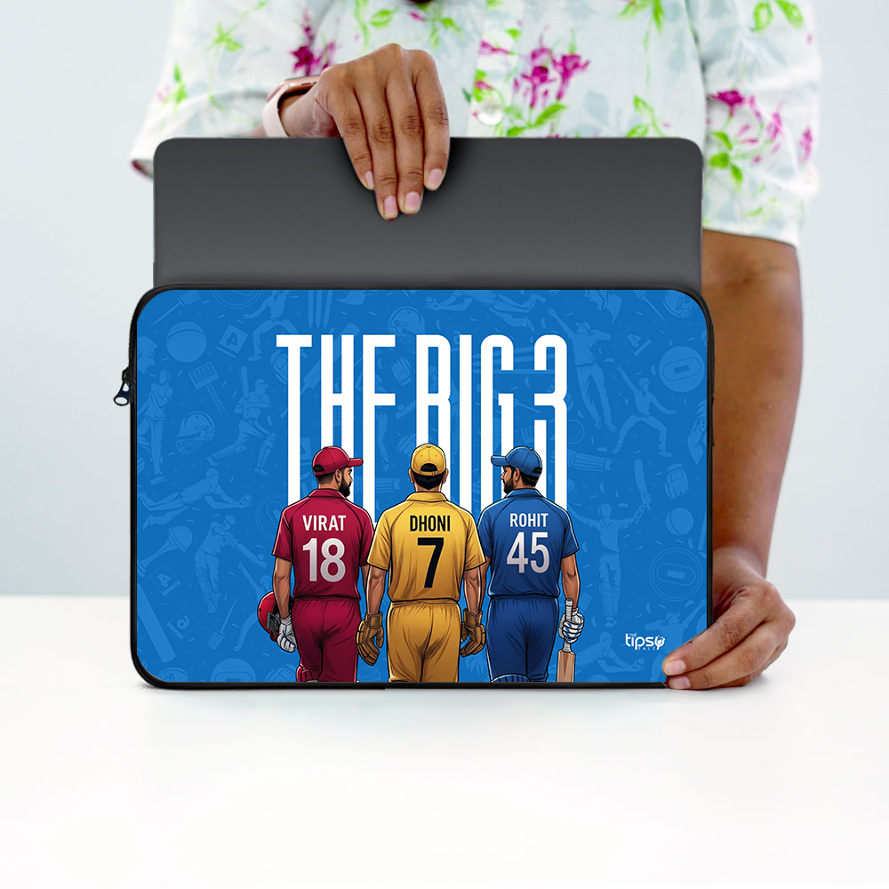 "THE BIG 3 - CRICKET FANDOM" -Laptop Sleeves:Bold Modern Design for Every Size