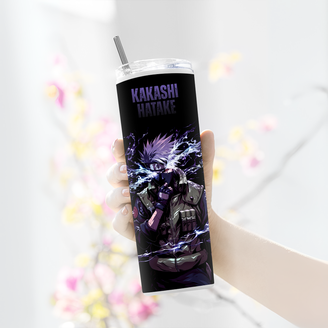"KAKASHI HATAKE NEON" Tumbler with Metal Straw