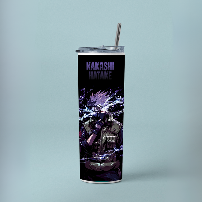 "KAKASHI HATAKE NEON" Tumbler with Metal Straw