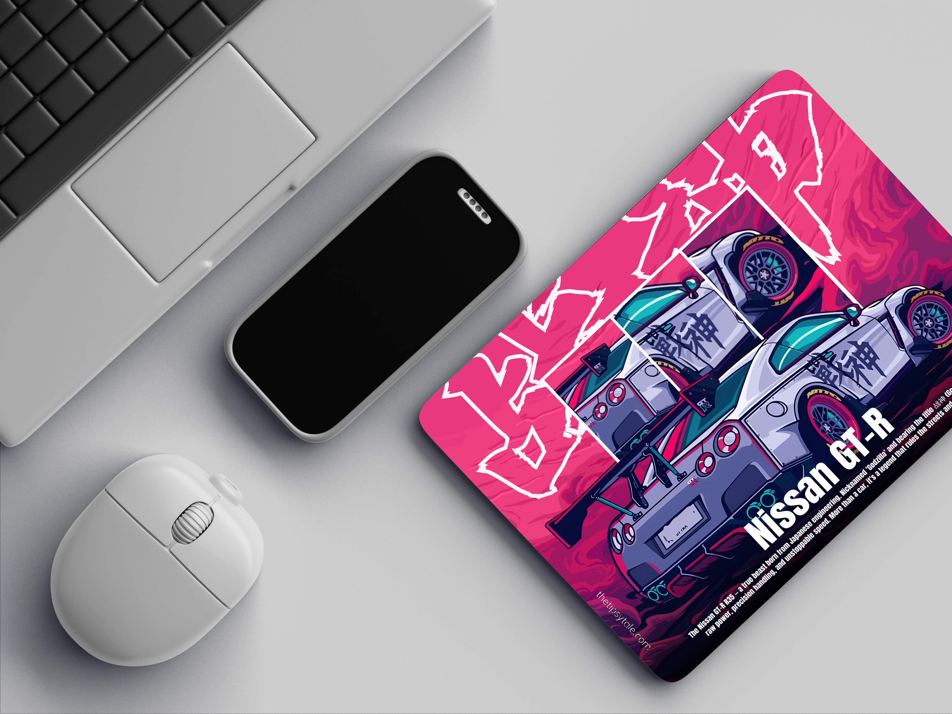 "NISSAN GT-R R35 - THE BEAST" Mousepad Enhance Your Workspace with Style