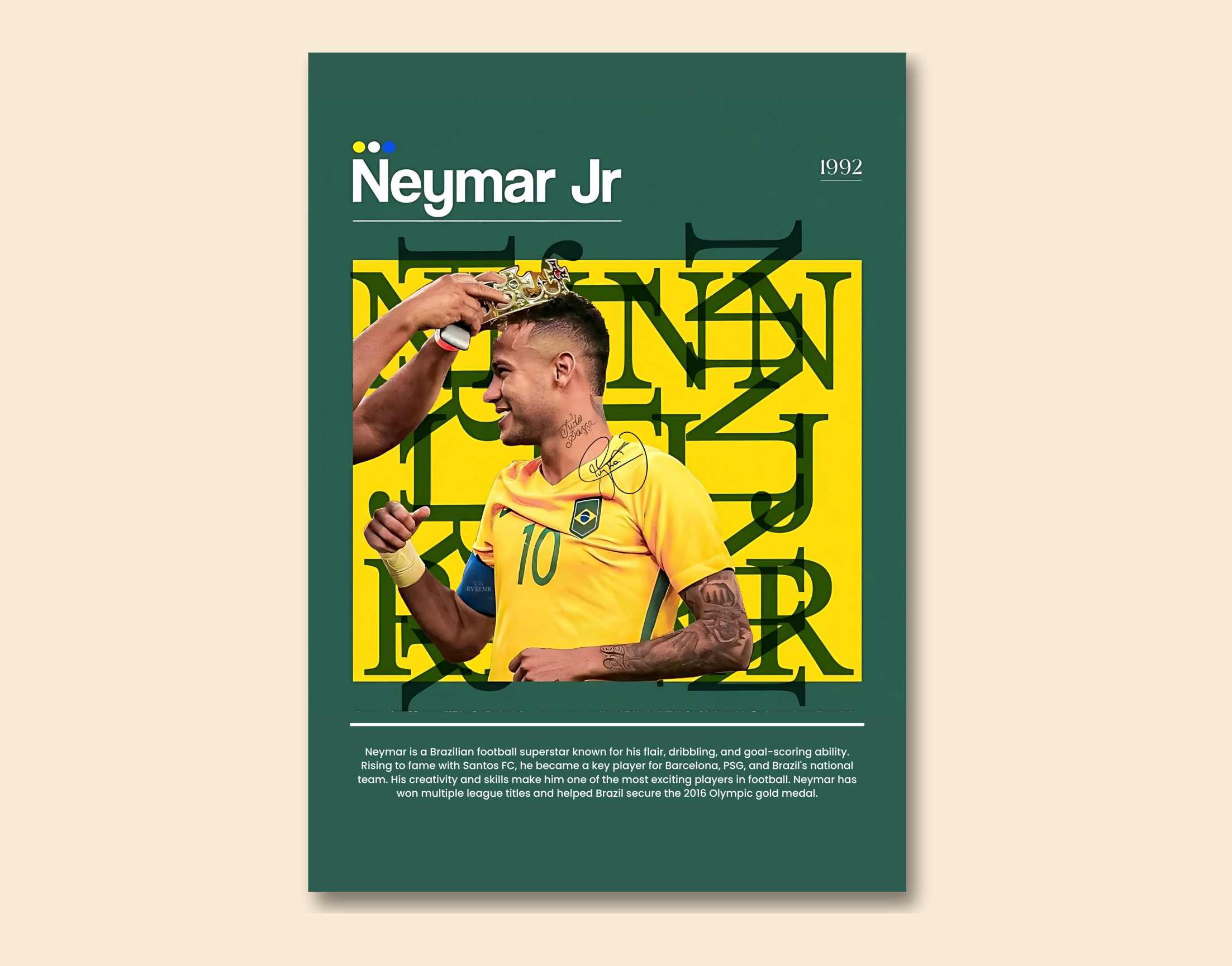 "Neymar JR: Man of the Match"- Shiny & Sturdy Metallic Poster  Art That Pops & Sticks