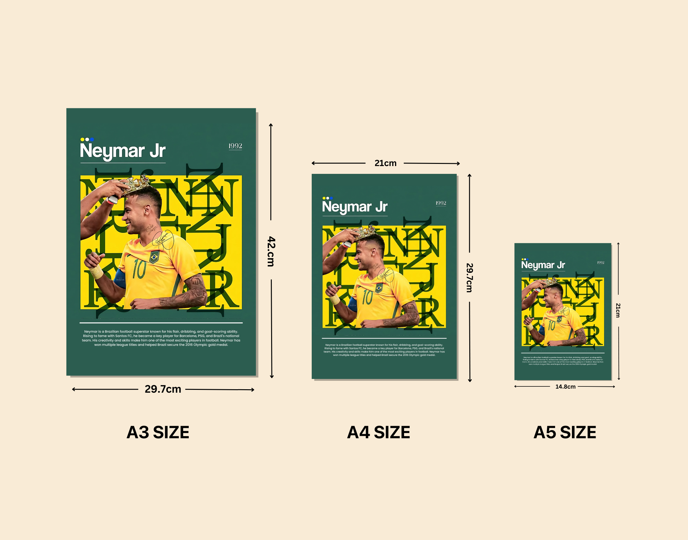 "Neymar JR: Man of the Match"- Shiny & Sturdy Metallic Poster  Art That Pops & Sticks