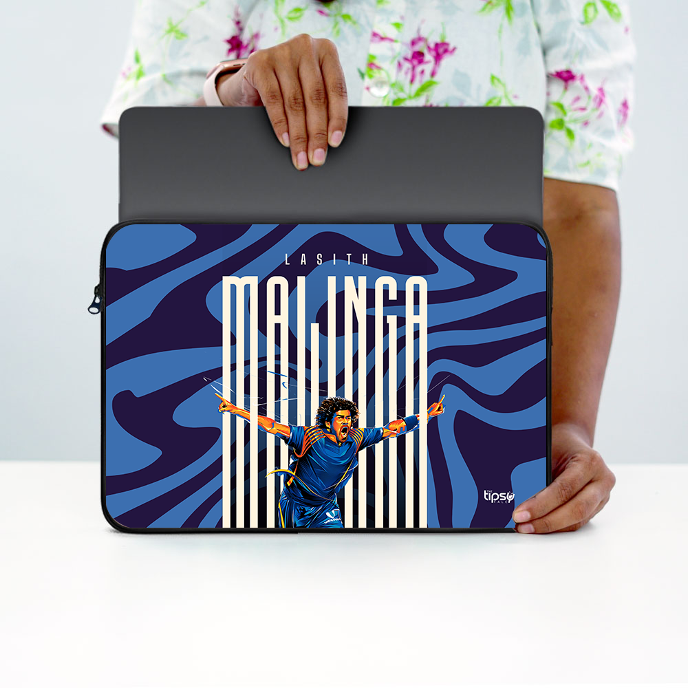 "LASITH MALINGA - CRICKET FAN BASE " -Laptop Sleeves:Bold Modern Design for Every Size