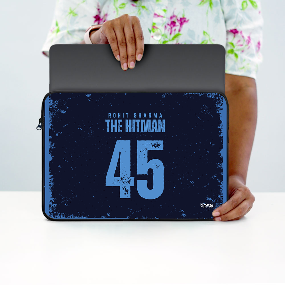 "ROHIT 45 SHARMA - CRICKET FANBASE" -Laptop Sleeves:Bold Modern Design for Every Size