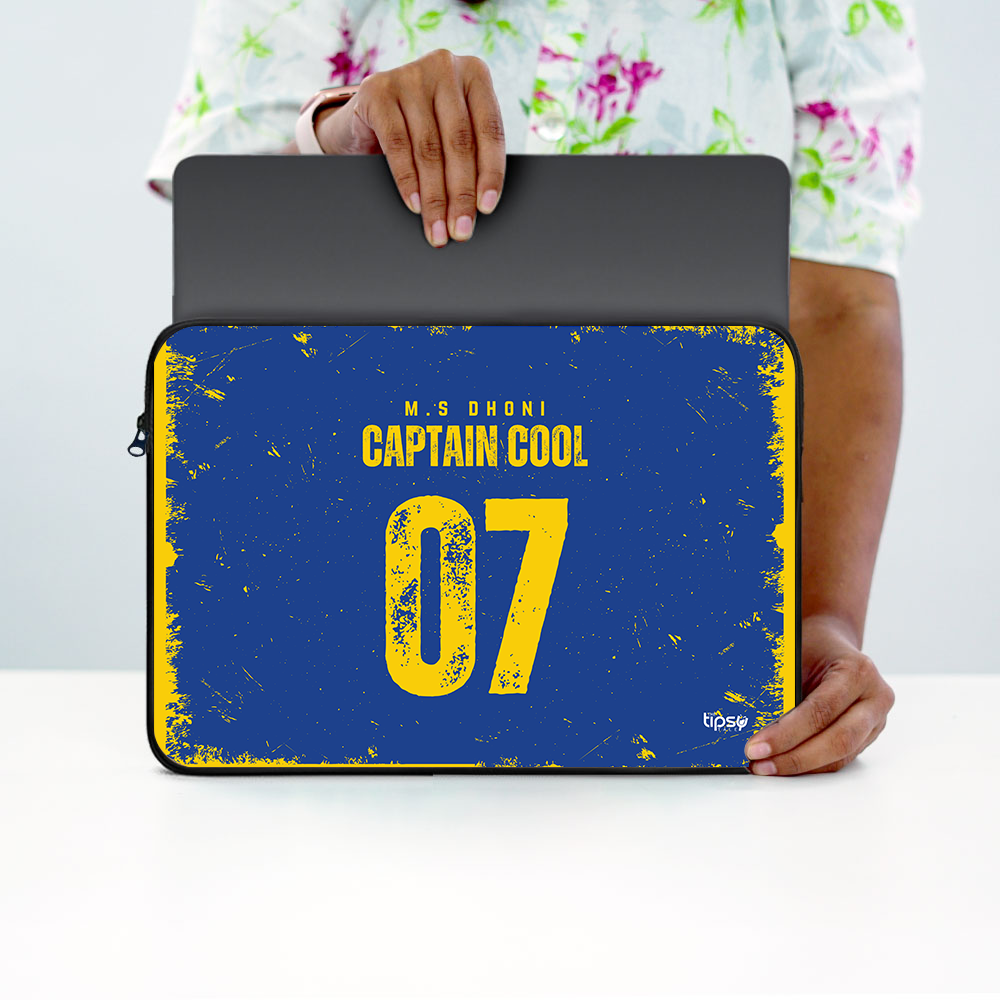 "COOLEST CAPTAIN EVER - DHONI - CRICKET FANBASE" -Laptop Sleeves:Bold Modern Design for Every Size