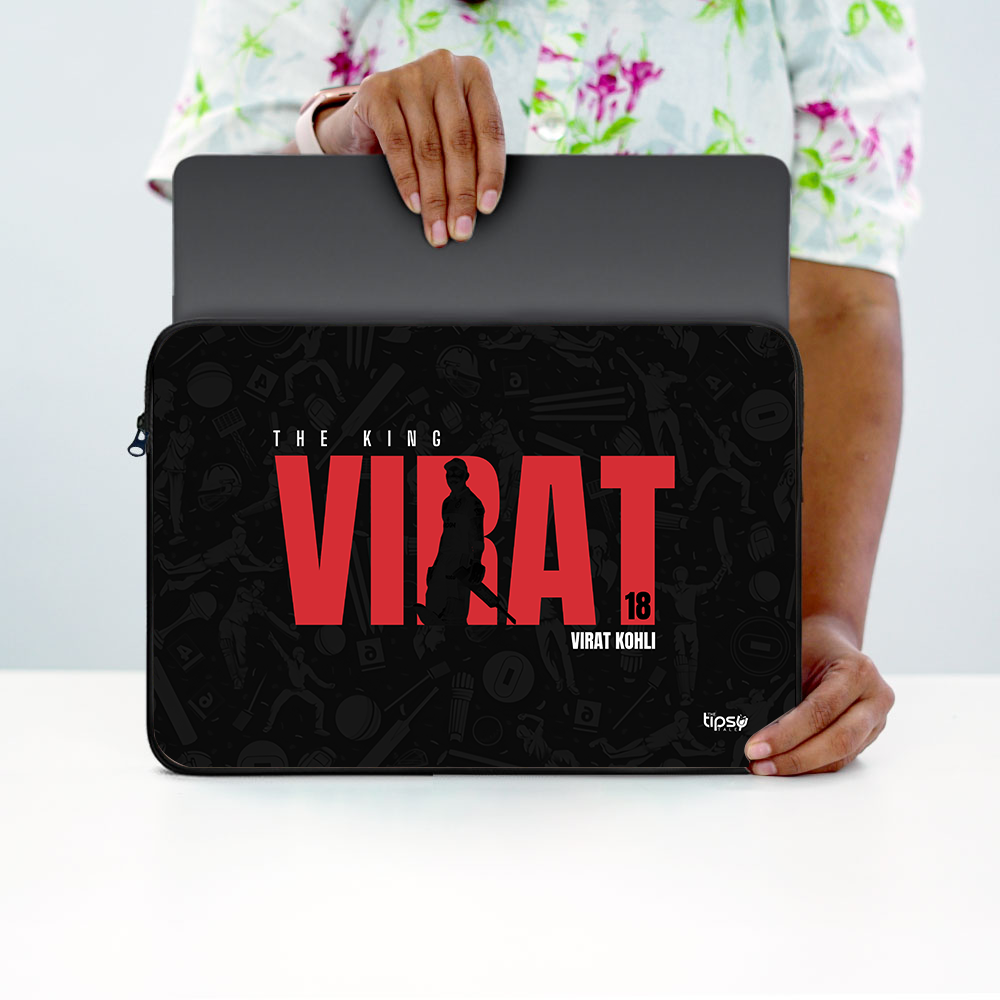 "VIRAT - CRICKET FANDOM" -Laptop Sleeves:Bold Modern Design for Every Size