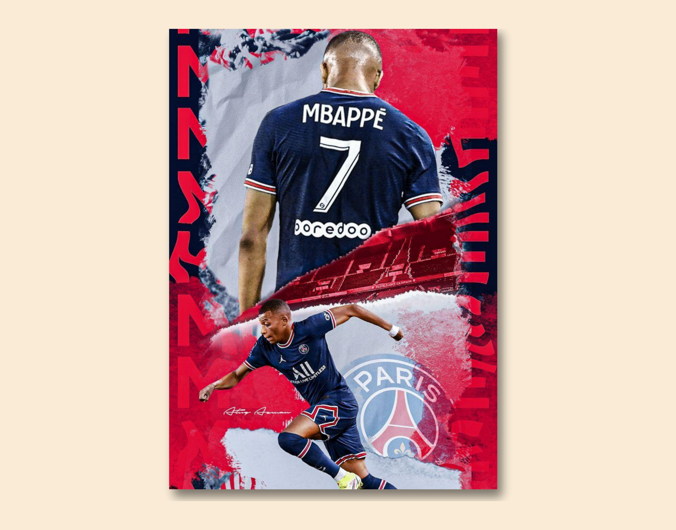 "Kylian Mbappé: PSG 7"- Shiny & Sturdy Metallic Poster  Art That Pops & Sticks