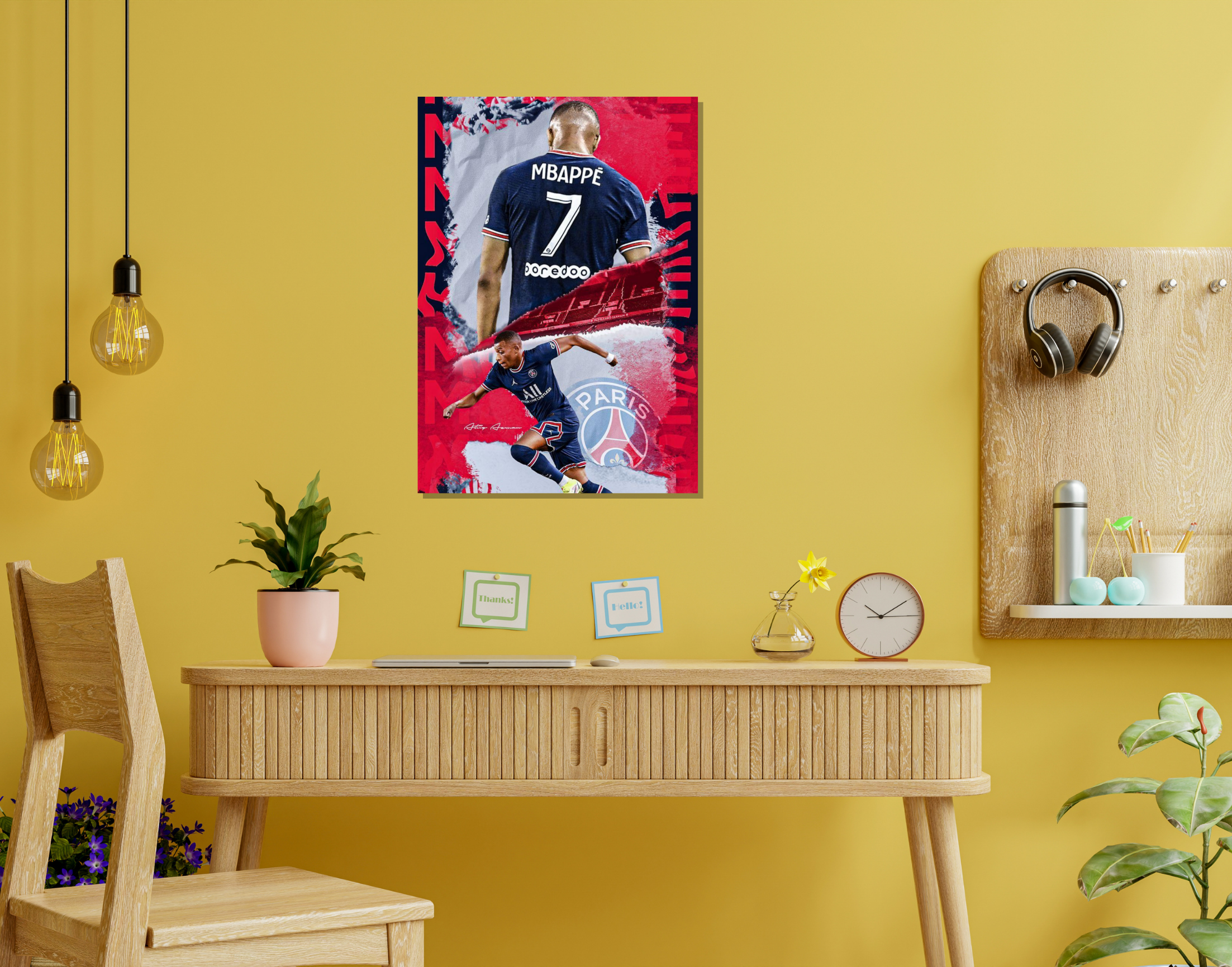 "Kylian Mbappé: PSG 7"- Shiny & Sturdy Metallic Poster  Art That Pops & Sticks