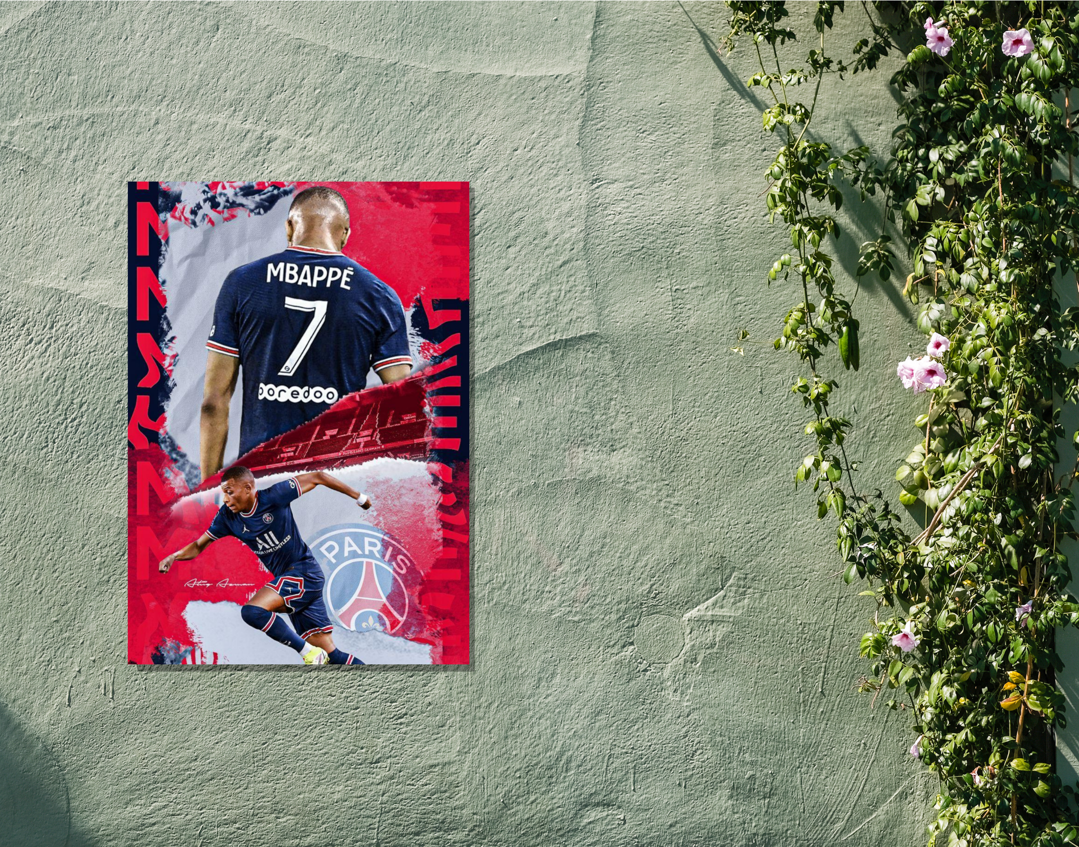 "Kylian Mbappé: PSG 7"- Shiny & Sturdy Metallic Poster  Art That Pops & Sticks