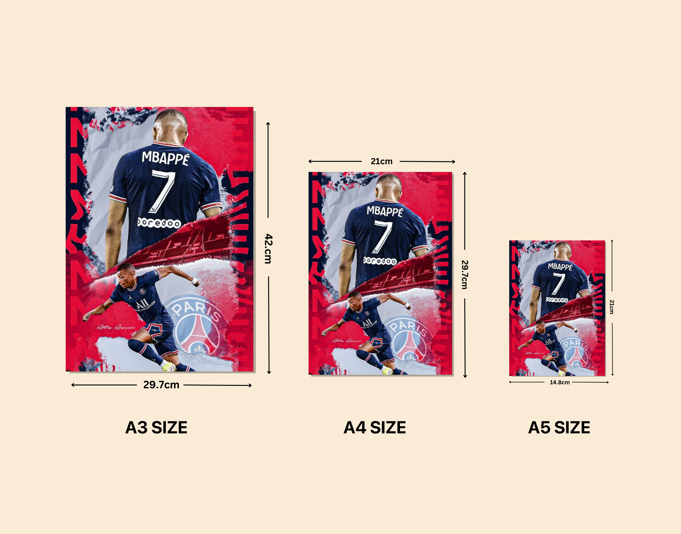 "Kylian Mbappé: PSG 7"- Shiny & Sturdy Metallic Poster  Art That Pops & Sticks