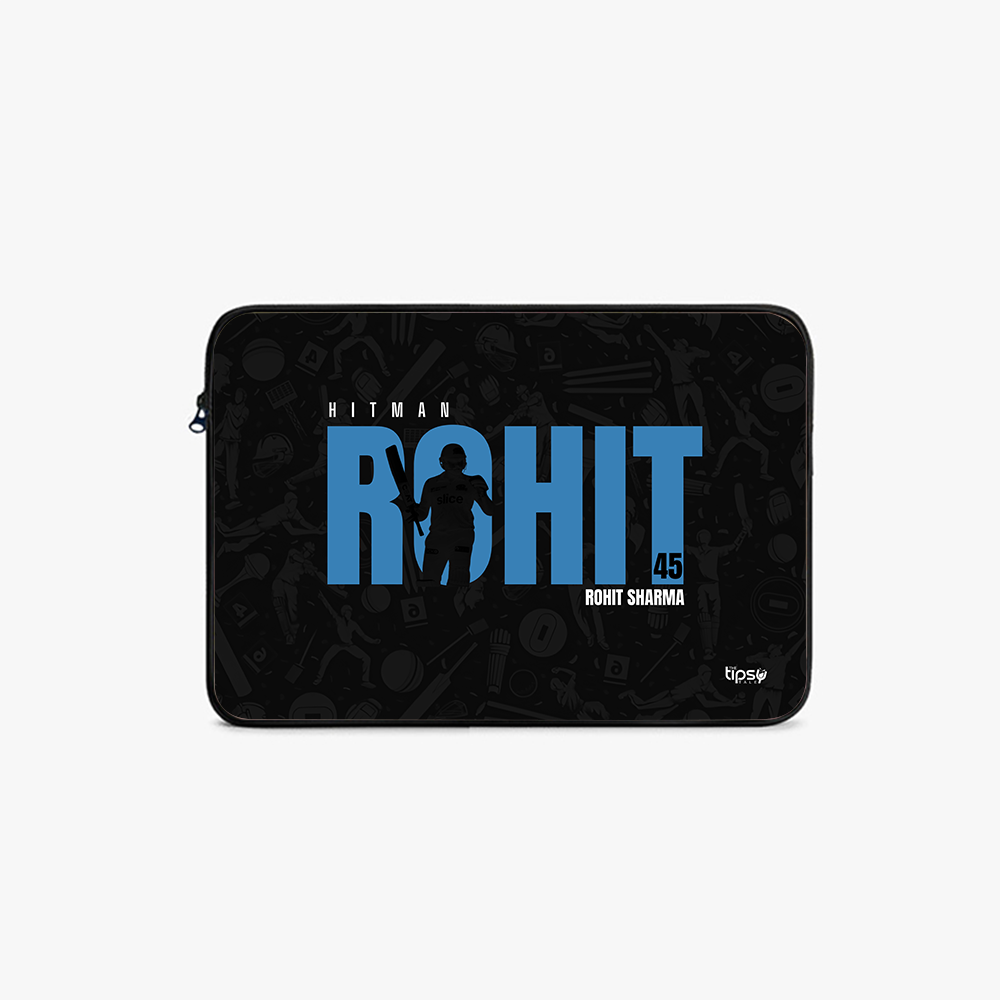 "ROHIT SHARMA - CRICKET FANDOM" -Laptop Sleeves:Bold Modern Design for Every Size