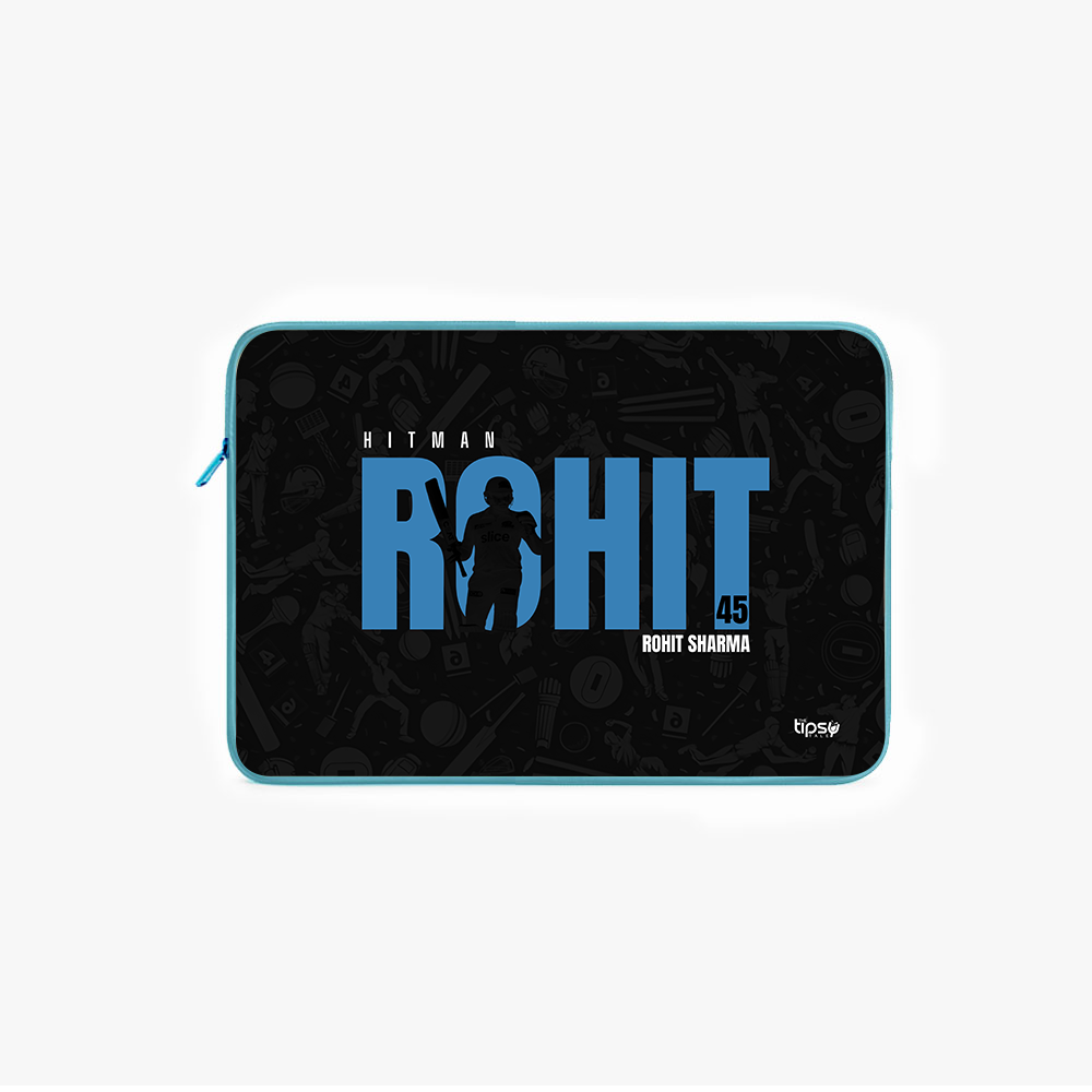 "ROHIT SHARMA - CRICKET FANDOM" -Laptop Sleeves:Bold Modern Design for Every Size