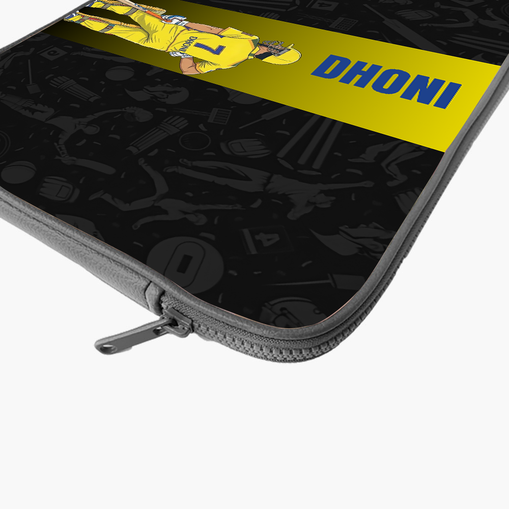 "DHONI 07 - CRICKET FANDOM" -Laptop Sleeves:Bold Modern Design for Every Size