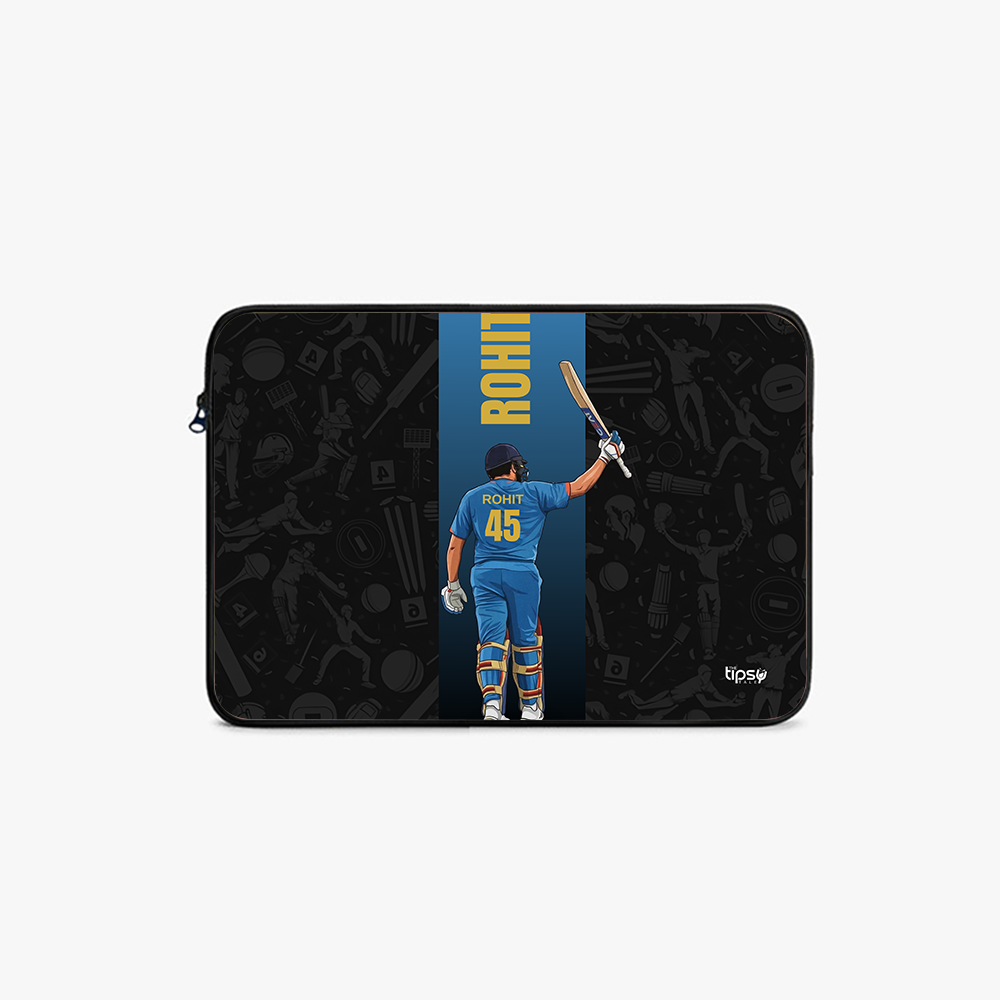 "ROHIT 45 - CRICKET FANDOM" -Laptop Sleeves:Bold Modern Design for Every Size