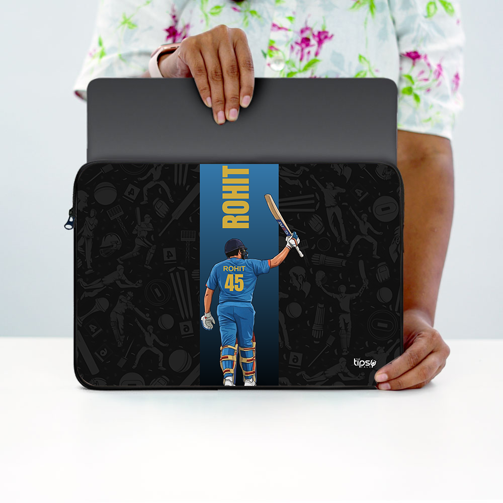 "ROHIT 45 - CRICKET FANDOM" -Laptop Sleeves:Bold Modern Design for Every Size