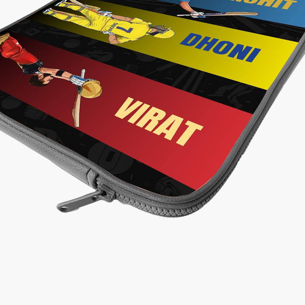 "3 LEGENDS - CRICKET FANDOM " -Laptop Sleeves:Bold Modern Design for Every Size