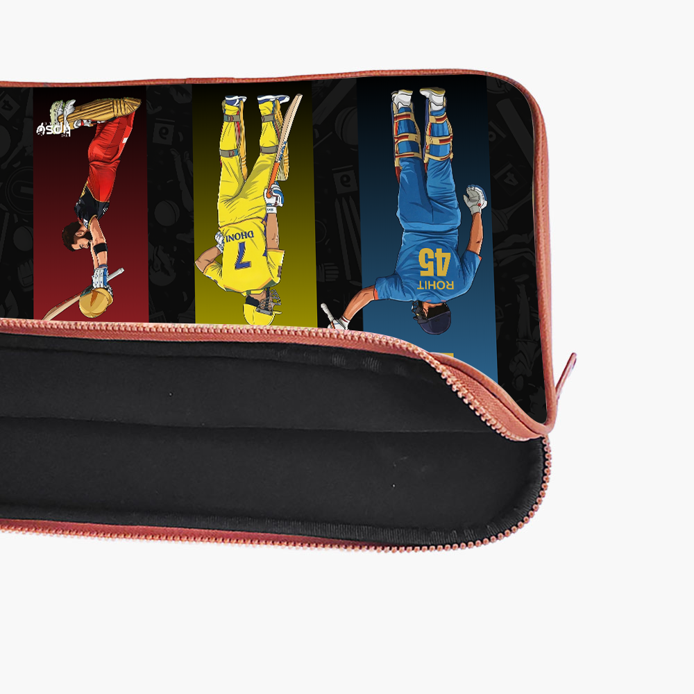 "3 LEGENDS - CRICKET FANDOM " -Laptop Sleeves:Bold Modern Design for Every Size