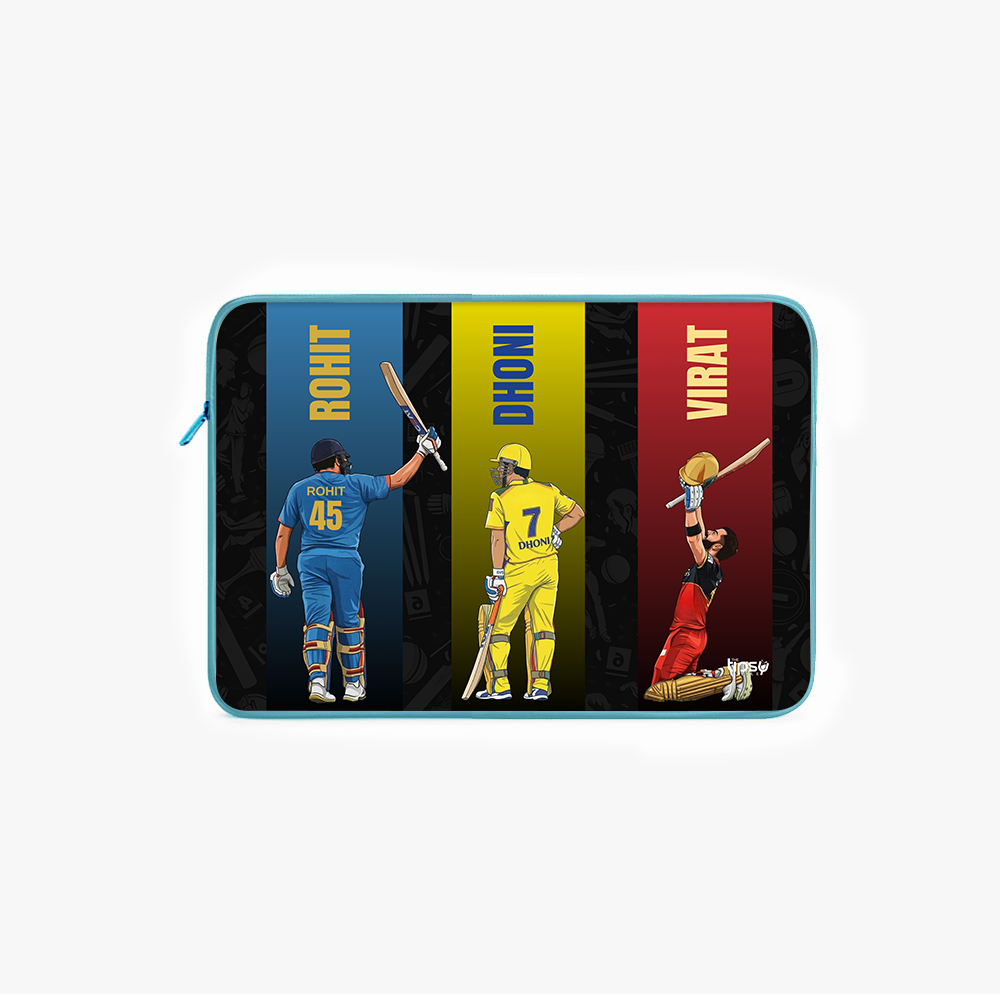 "3 LEGENDS - CRICKET FANDOM " -Laptop Sleeves:Bold Modern Design for Every Size