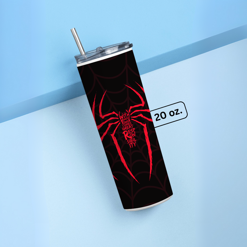"WITH GREAT POWER, GREAT RESPONSIBILITY" Tumbler with Metal Straw