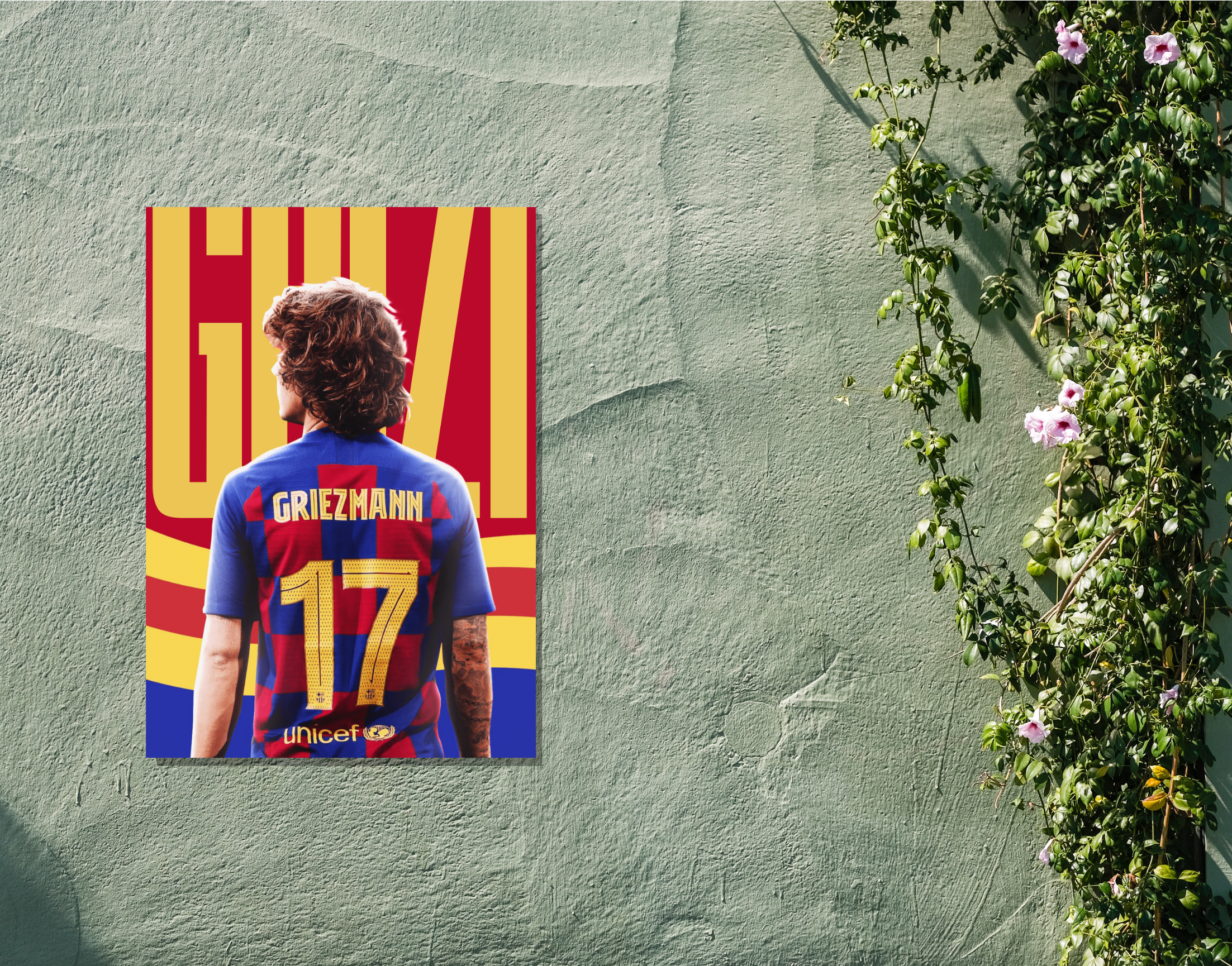 "Antoine Griezmann: Barcelona 17"- Shiny & Sturdy Metallic Poster  Art That Pops & Sticks