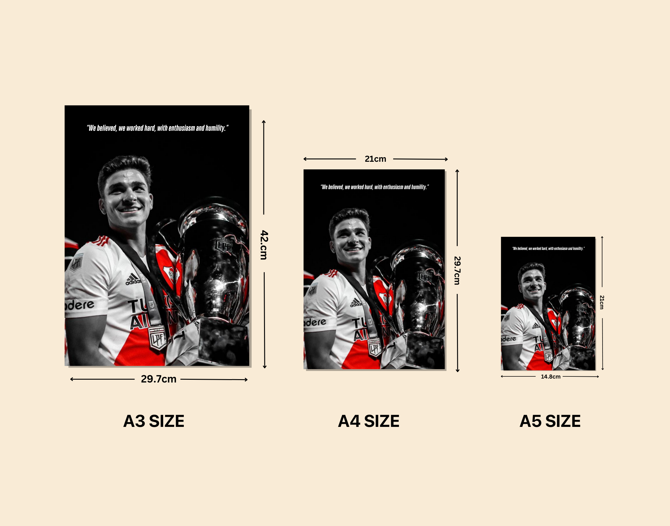 "Julián Alvarez: Argentina FB"- Shiny & Sturdy Metallic Poster  Art That Pops & Sticks