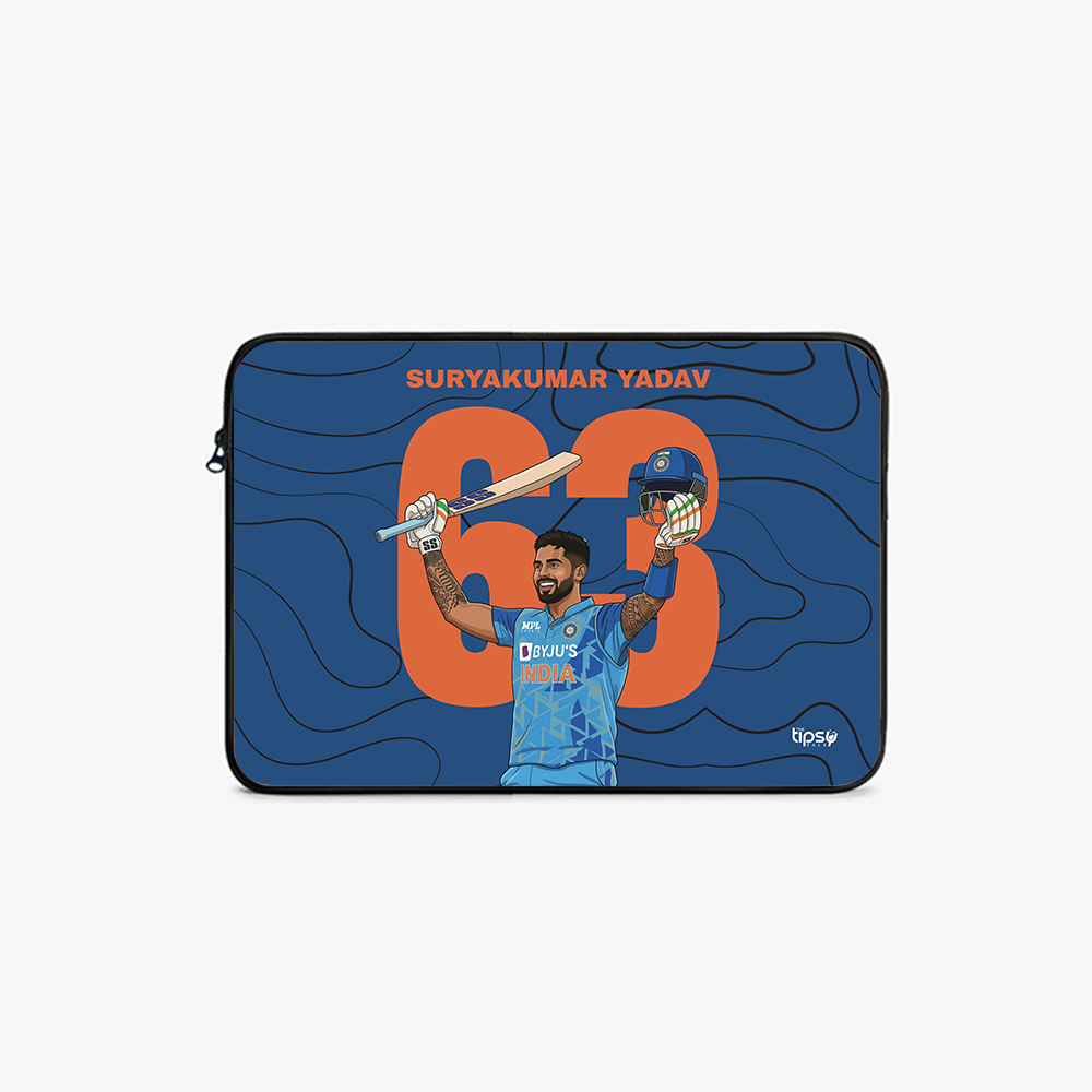 "SURYAKUMAR YADAV - CRICKET FANDOM" -Laptop Sleeves:Bold Modern Design for Every Size