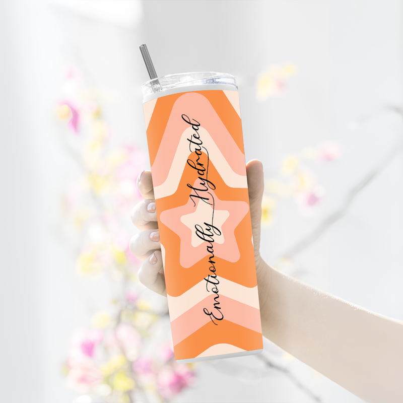 "EMOTIONALLY HYDRATED" Tumbler with Metal Straw
