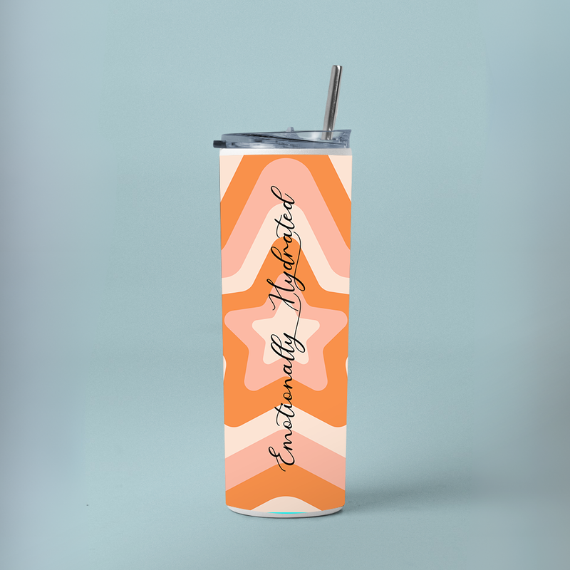 "EMOTIONALLY HYDRATED" Tumbler with Metal Straw