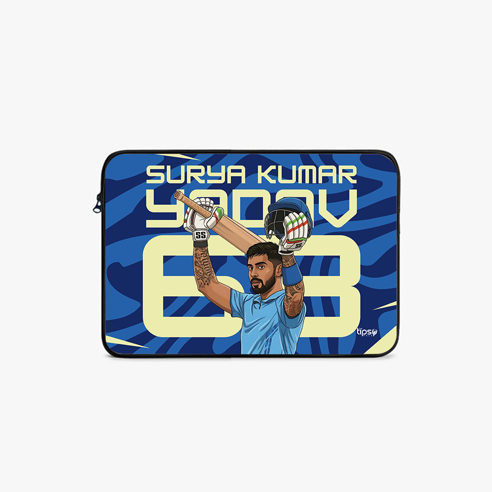 "SURYAKUMAR YADAV 63 - CRICKET FANBASE" -Laptop Sleeves:Bold Modern Design for Every Size
