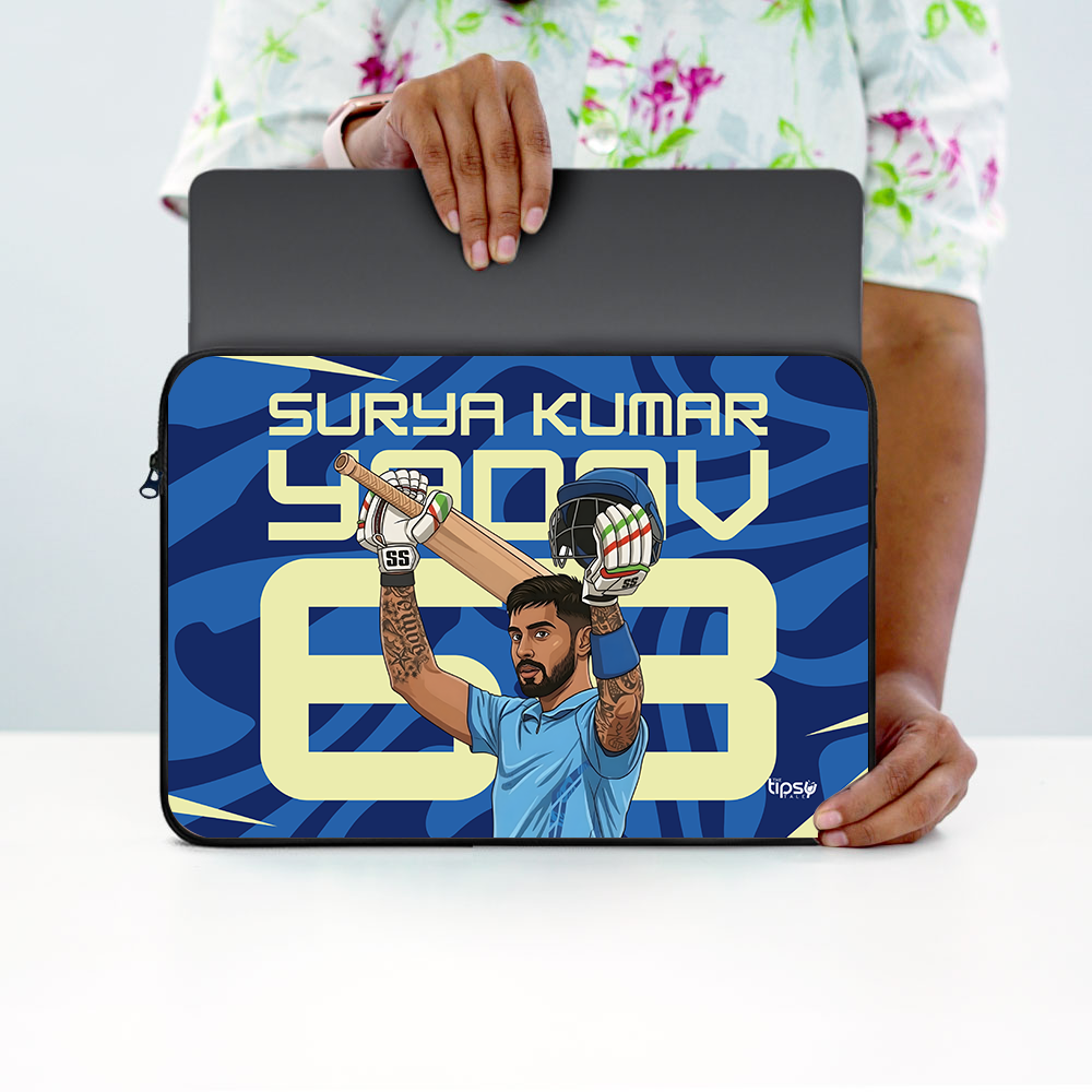 "SURYAKUMAR YADAV 63 - CRICKET FANBASE" -Laptop Sleeves:Bold Modern Design for Every Size