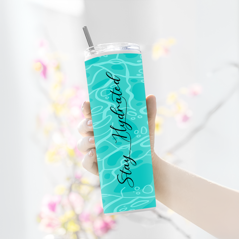 "STAY HYDRATE" Tumbler with Metal Straw