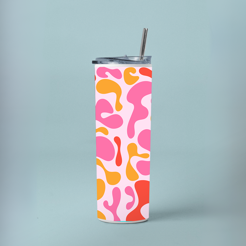 "VIBRANT PATTERNS GEN-Z" Tumbler with Metal Straw