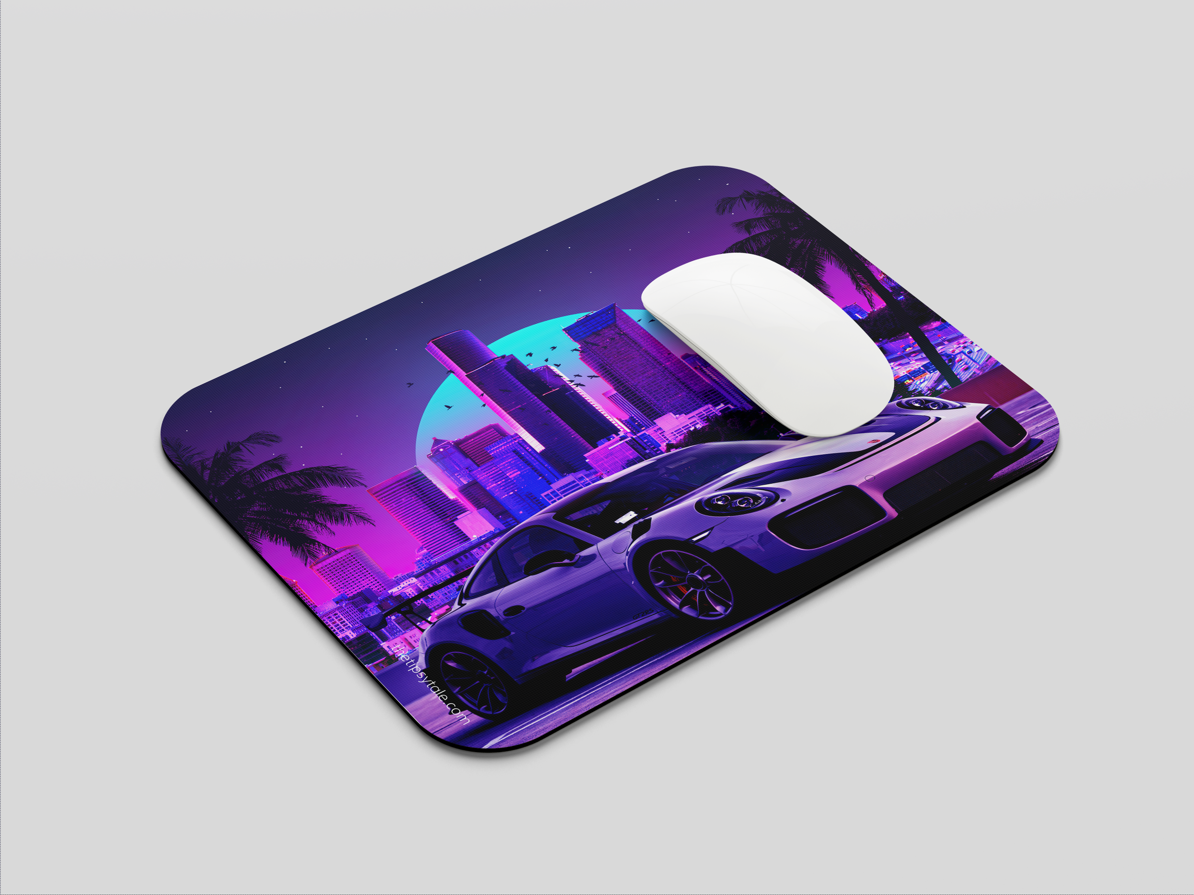 "PORSCHE - NEON LIGHTS" Mousepad Enhance Your Workspace with Style