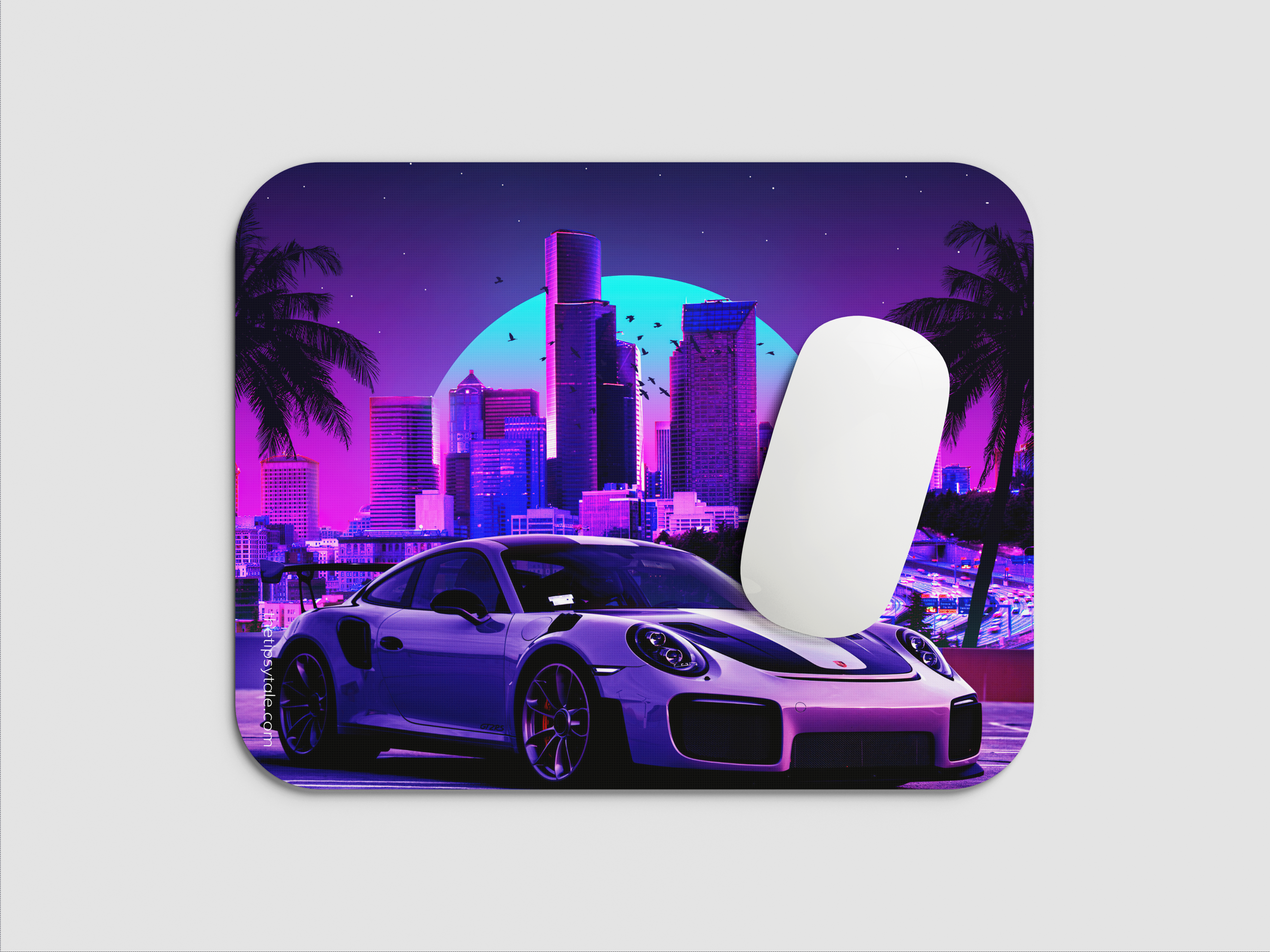 "PORSCHE - NEON LIGHTS" Mousepad Enhance Your Workspace with Style