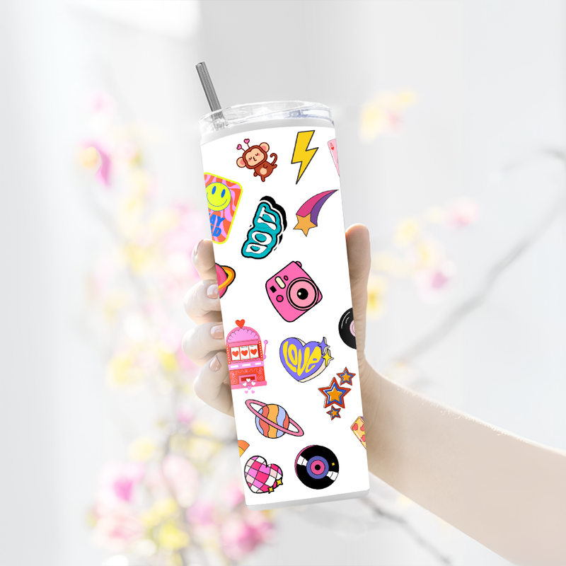 "GEN-Z & MILLENNIALS STICKERS" Tumbler with Metal Straw