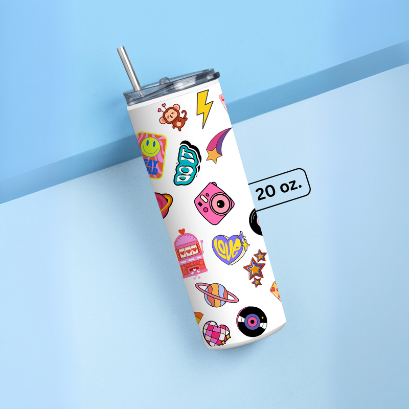 "GEN-Z & MILLENNIALS STICKERS" Tumbler with Metal Straw