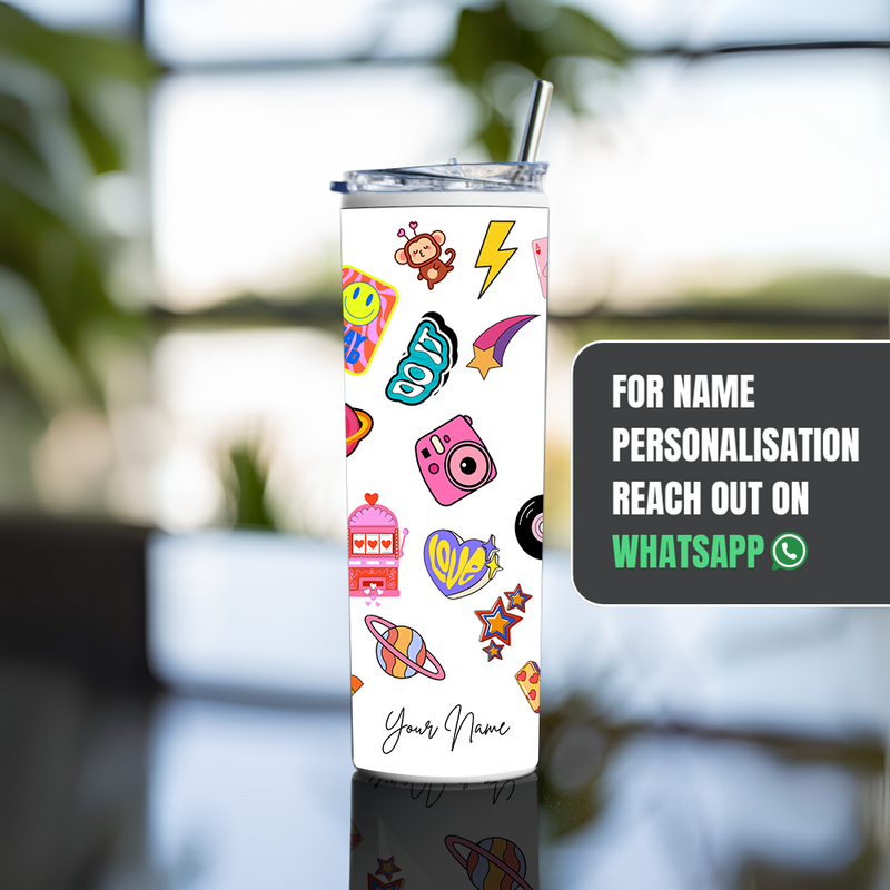 "GEN-Z & MILLENNIALS STICKERS" Tumbler with Metal Straw