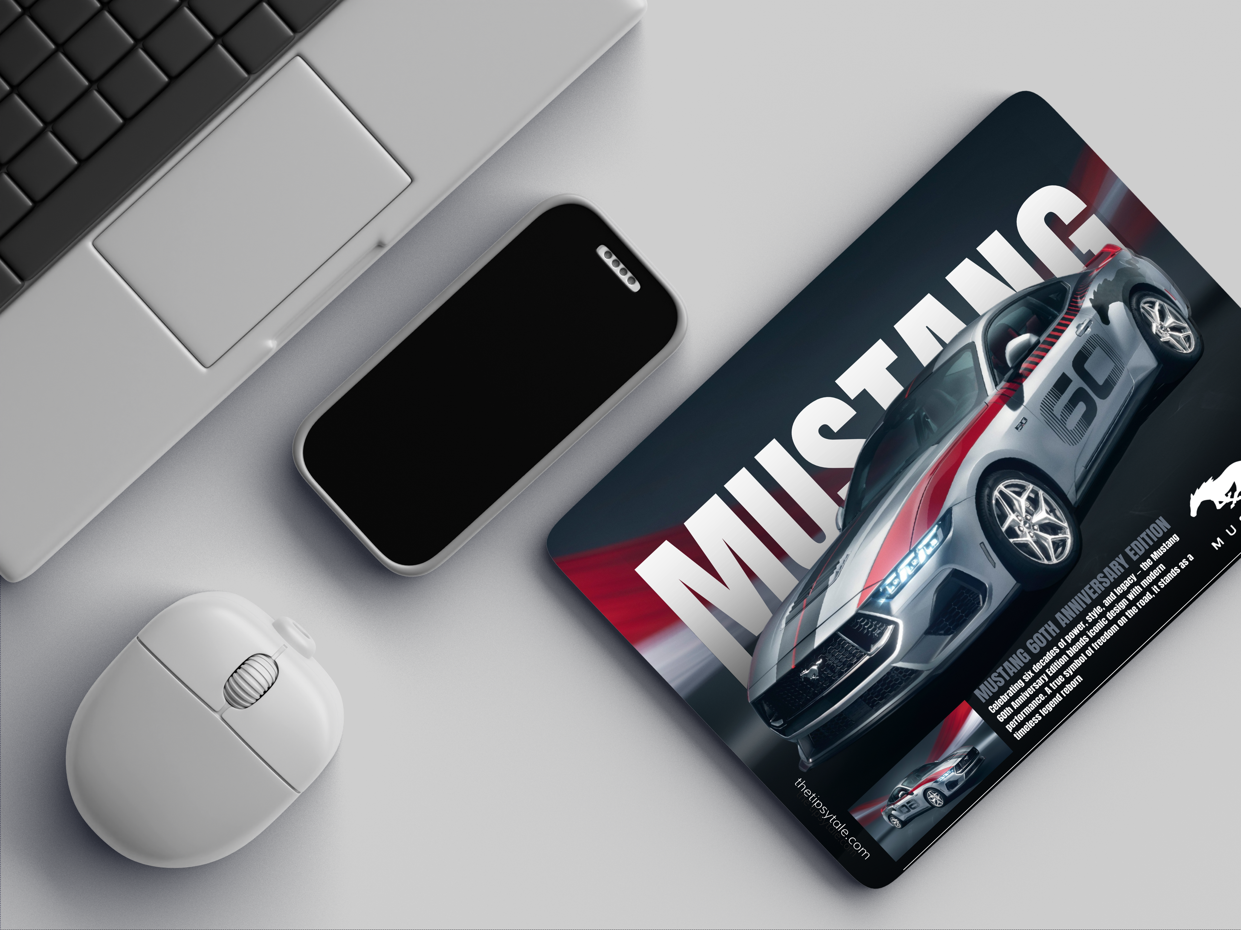 "MUSTANG 60TH  ANNIVERSARY EDITION" Mousepad Enhance Your Workspace with Style