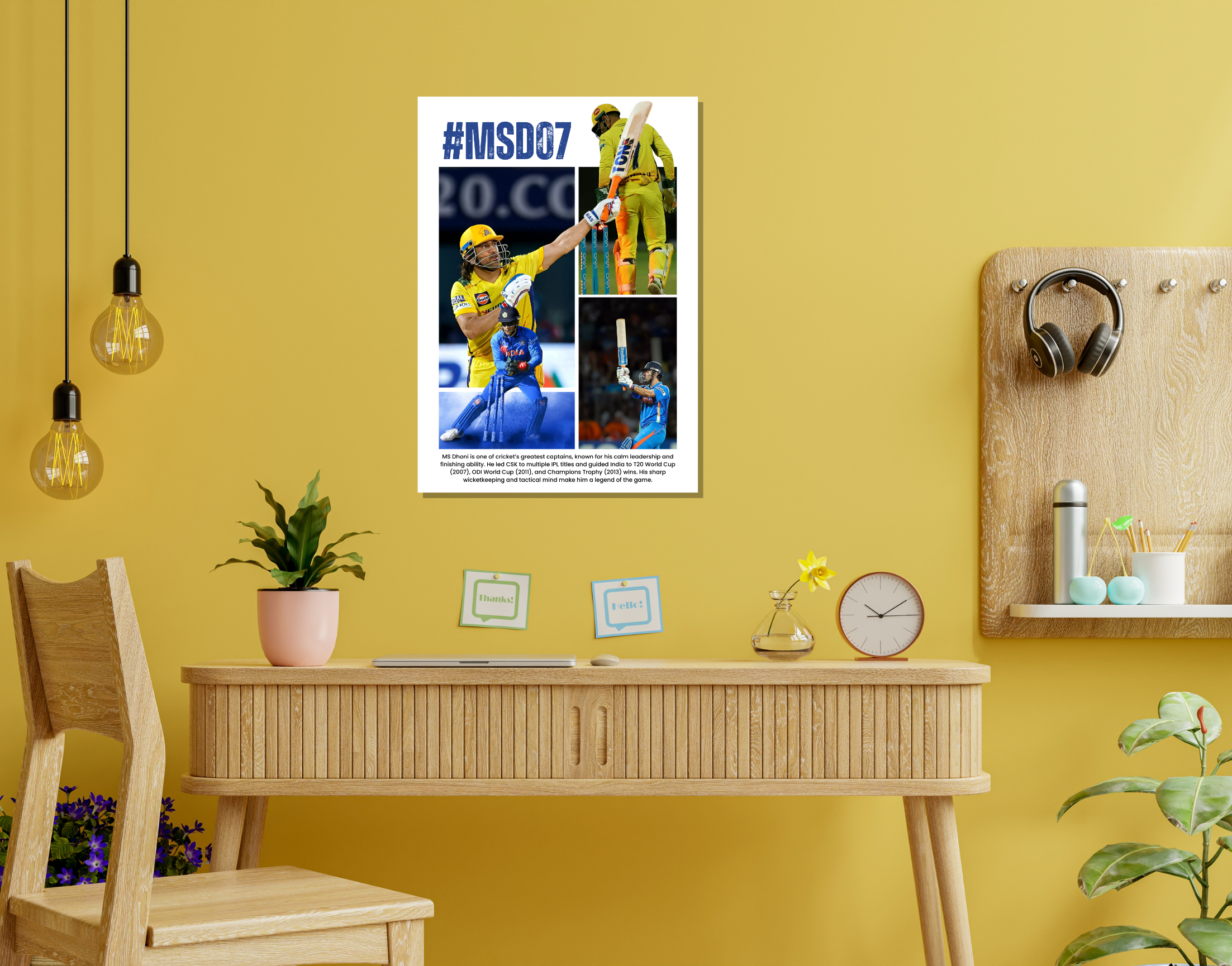 "CAPTAIN COOL: MS Dhoni #7"- Shiny & Sturdy Metallic Poster  Art That Pops & Sticks